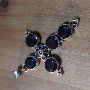 AMETHYST Sterling Silver Cross Pendant